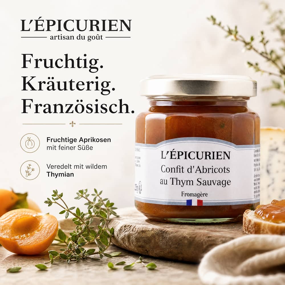 L’Epicurien Aprikose Aufstrich mit Wilder Thymian 125 Gramm Produktbild