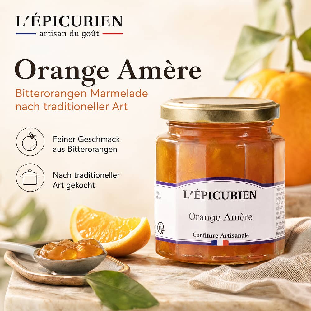 L’Epicurien Orange Amère Bitterorangen Marmelade 210 Gramm Produktbild