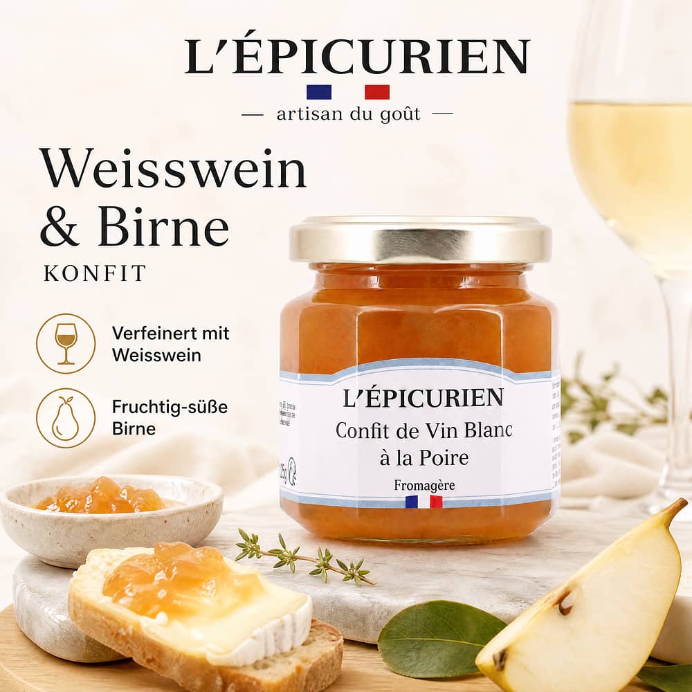 L’Epicurien Weißwein und Birne Aufstrich 125 Gramm Produktbild