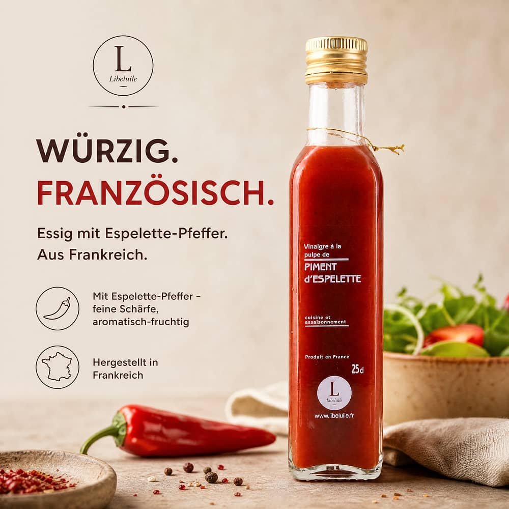 Libeluile Essig mit Espelette Pfeffer 0,250 Liter Produktbild