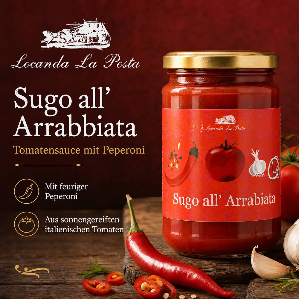Locanda La Posta Sugo all`Arrabbiata Tomatensauce mit Peperoni 300 Gramm Produktbild