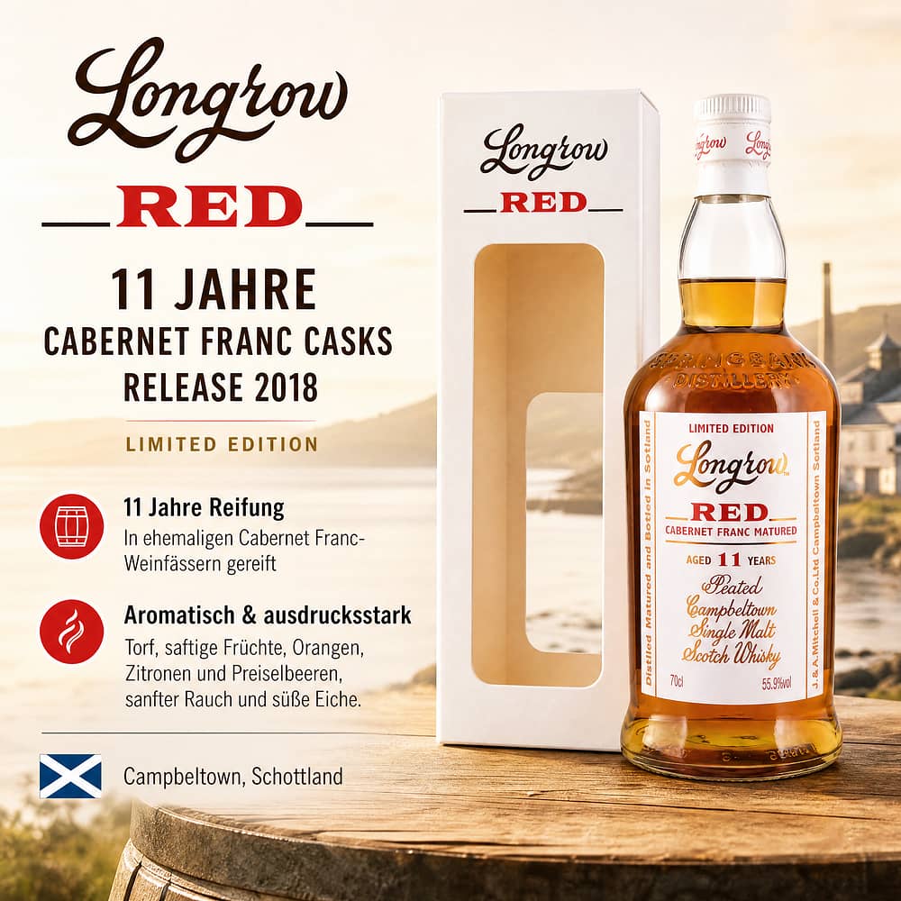 Longrow Red 11 Jahre Cabernet Franc Casks Release 2018 0,70 Liter/ 55.9% vol Produktbild