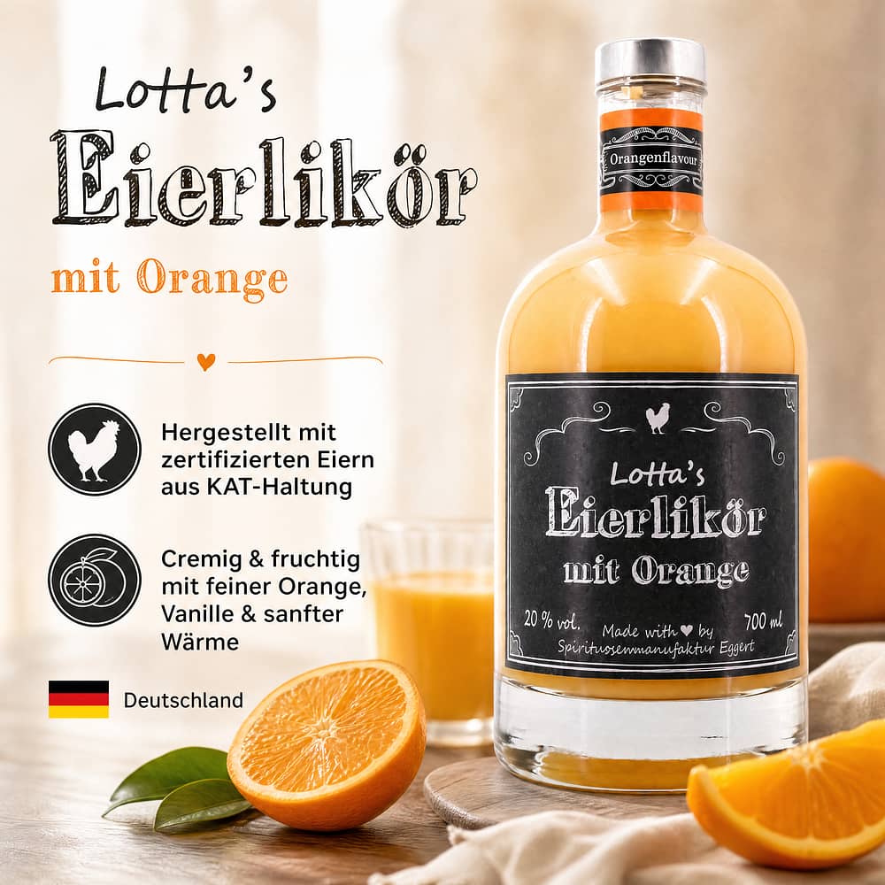 Lottas Eierlikör mit Orange 0,70 Liter/ 20.0% vol Produktbild