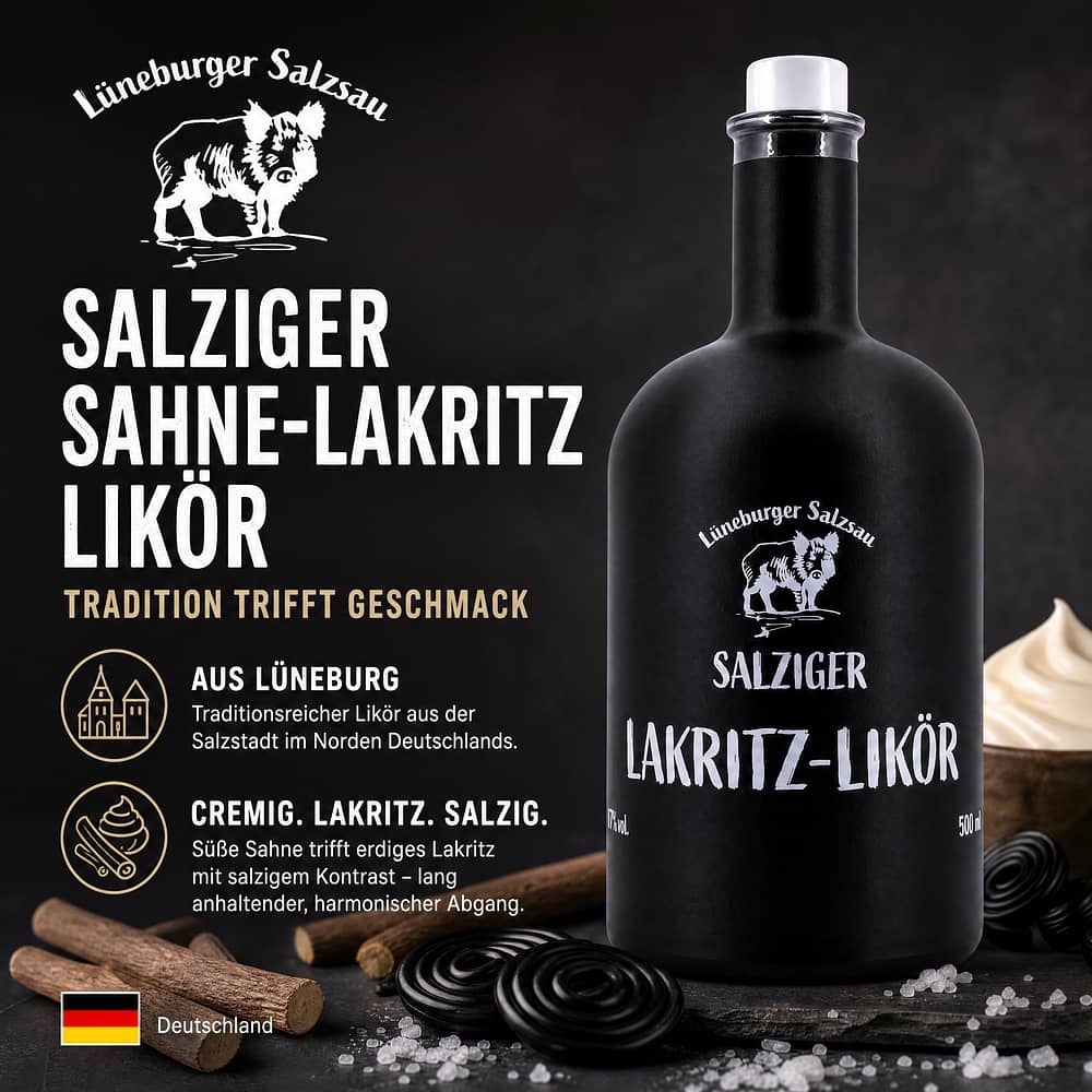 Lüneburger Salzsau Salziger Sahne Lakritz Likör 0,50 Liter/ 17.0% vol Produktbild