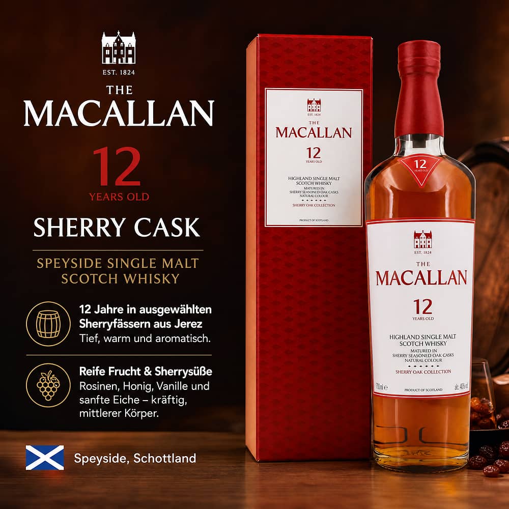 Macallan 12 Jahre Sherry Cask 0,70 Liter/ 40.0% vol Produktbild