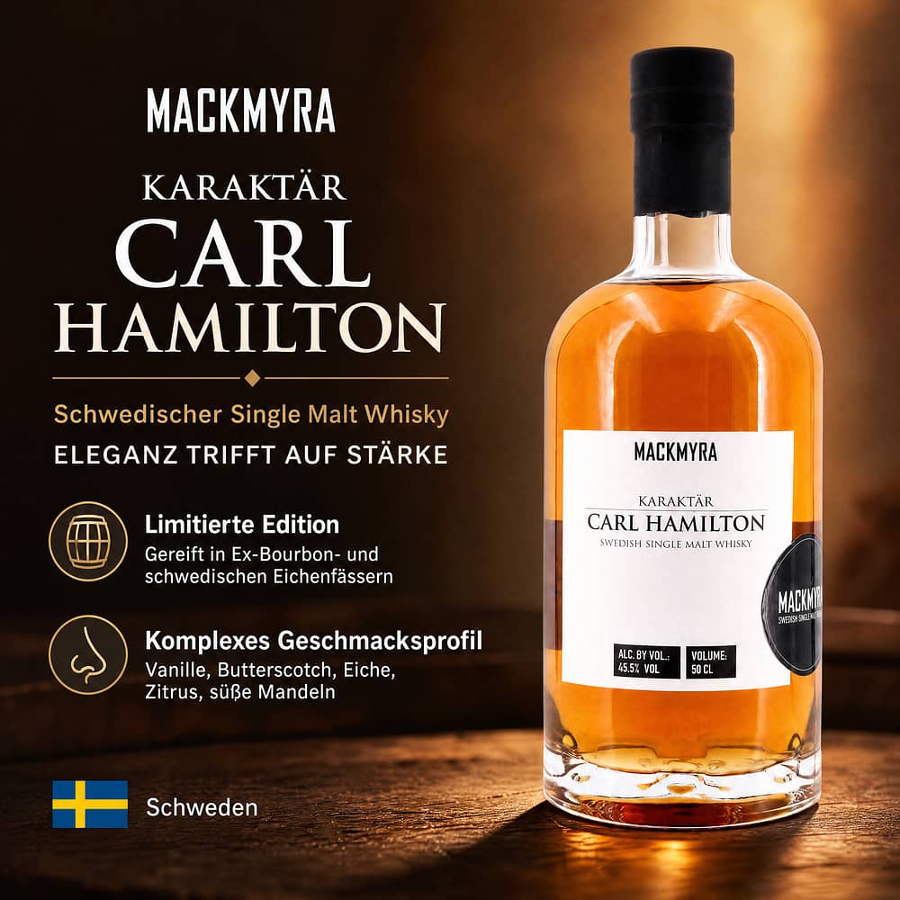 Mackmyra Karaktär Carl Hamilton 0,50 Liter/ 45.5% vol Produktbild
