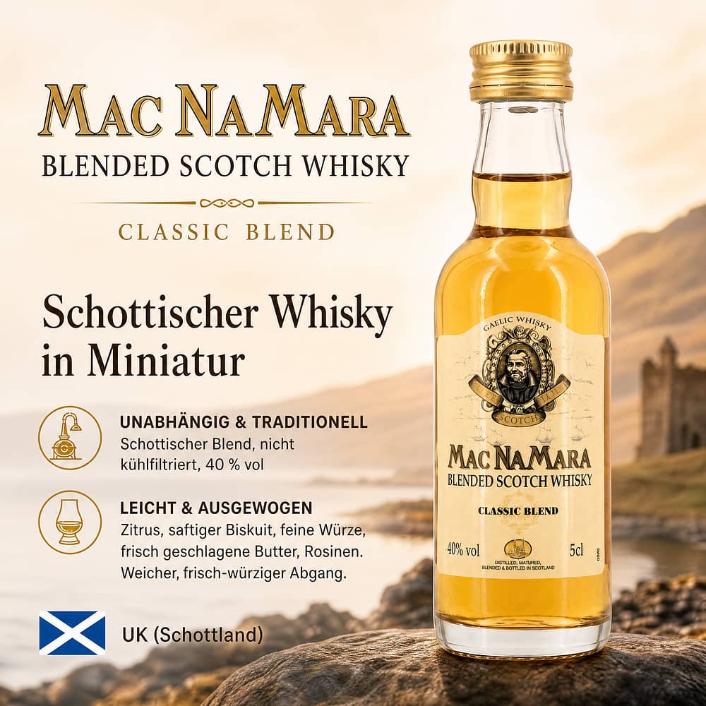 Macnamara Blended Whisky Miniatur 0,050 Liter/ 40.0% vol Produktbild