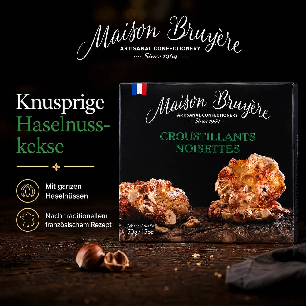 Maison Bruyère Croustillants Noisettes Knusprige Haselnusskekse 50 Gramm Produktbild