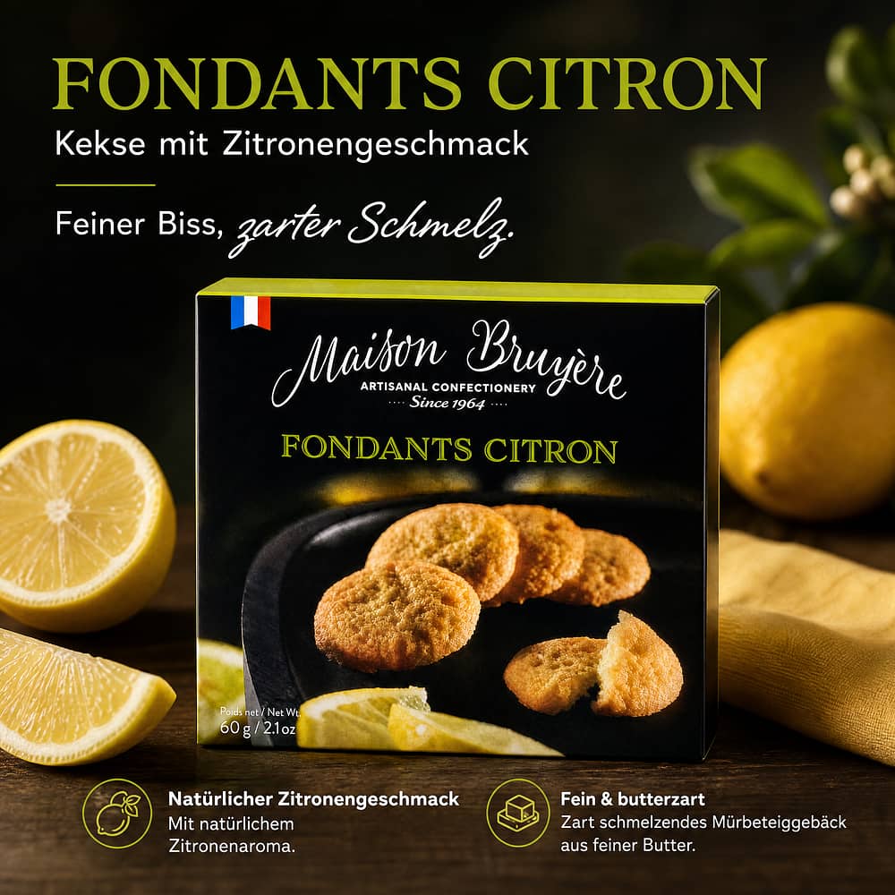 Maison Bruyère Fondants Citron Kekse mit Zitronengeschmack 60 Gramm Produktbild