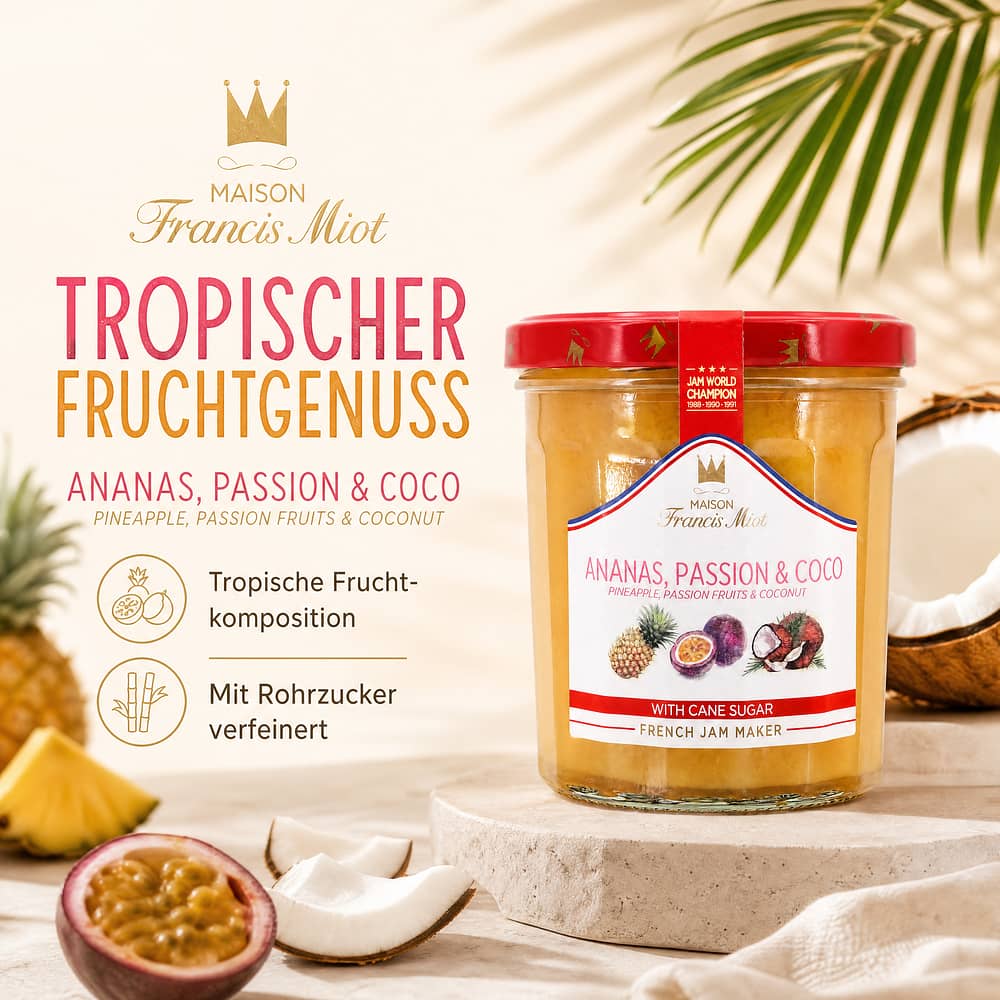 Maison Francis Miot Ananas, Passion & Coco Ananas-Passionsfrucht-Kokosnuss 340 Gramm Produktbild