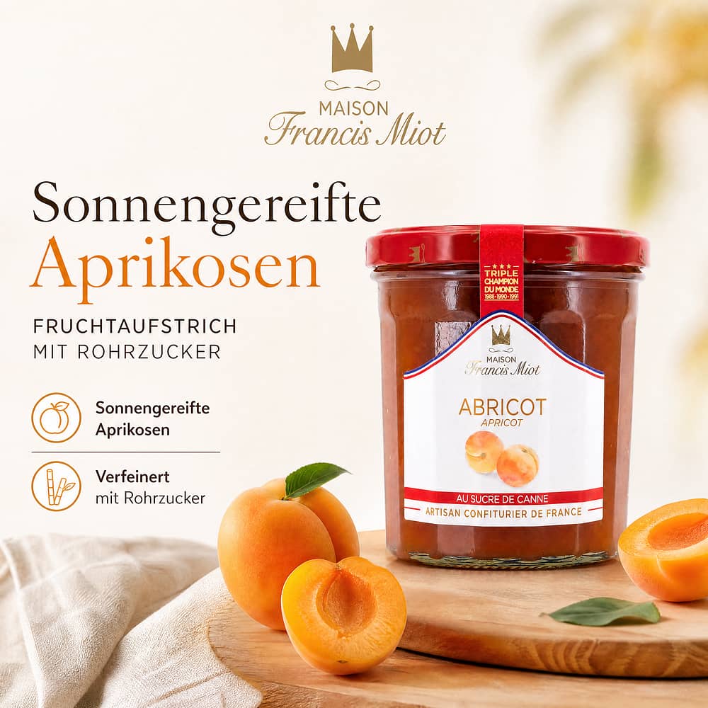 Maison Francis Miot Apricot Aprikose Fruchtaufstrich mit Rohrzucker 340 Gramm Produktbild