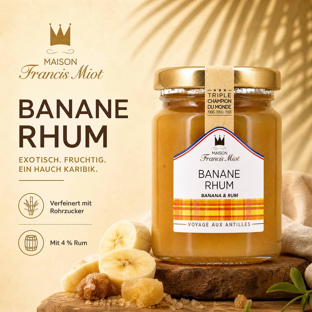 Maison Francis Miot Banane Rhum mit Rohrzucker & 4% Rum 110 Gramm/ 4.0% vol Produktbild