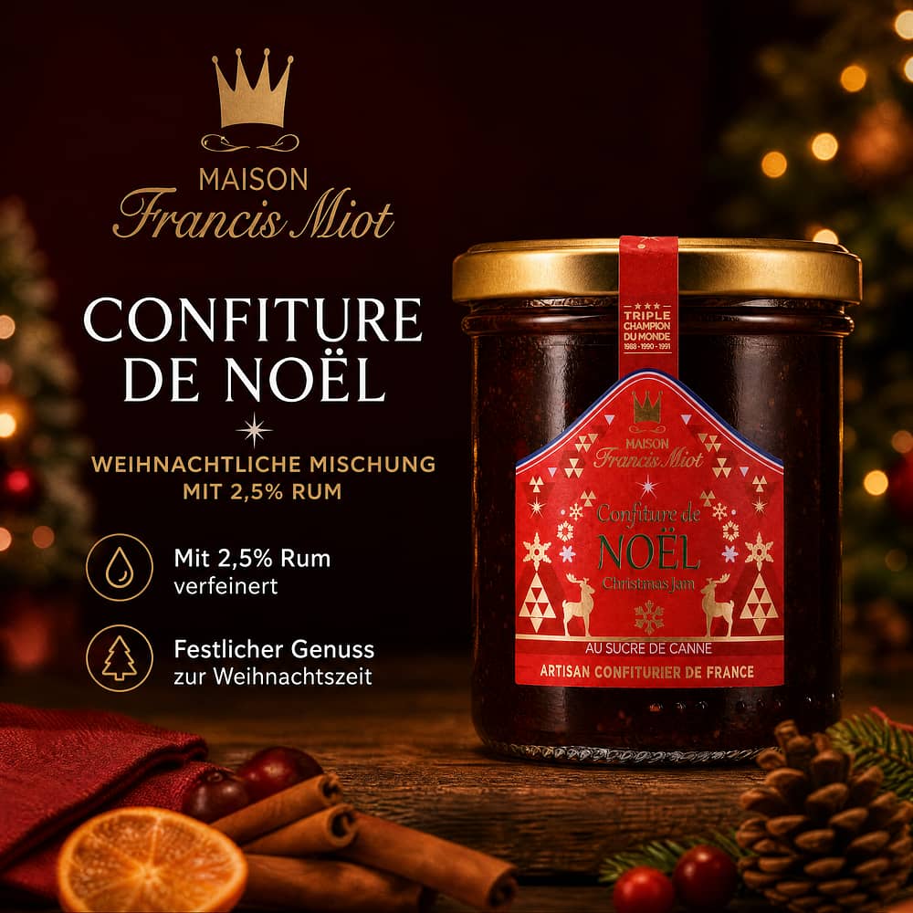 Maison Francis Miot Confiture de Noel Weihnachtliche Mischung mit 2,5% Rum 220 Gramm/ 2.5% vol Produktbild