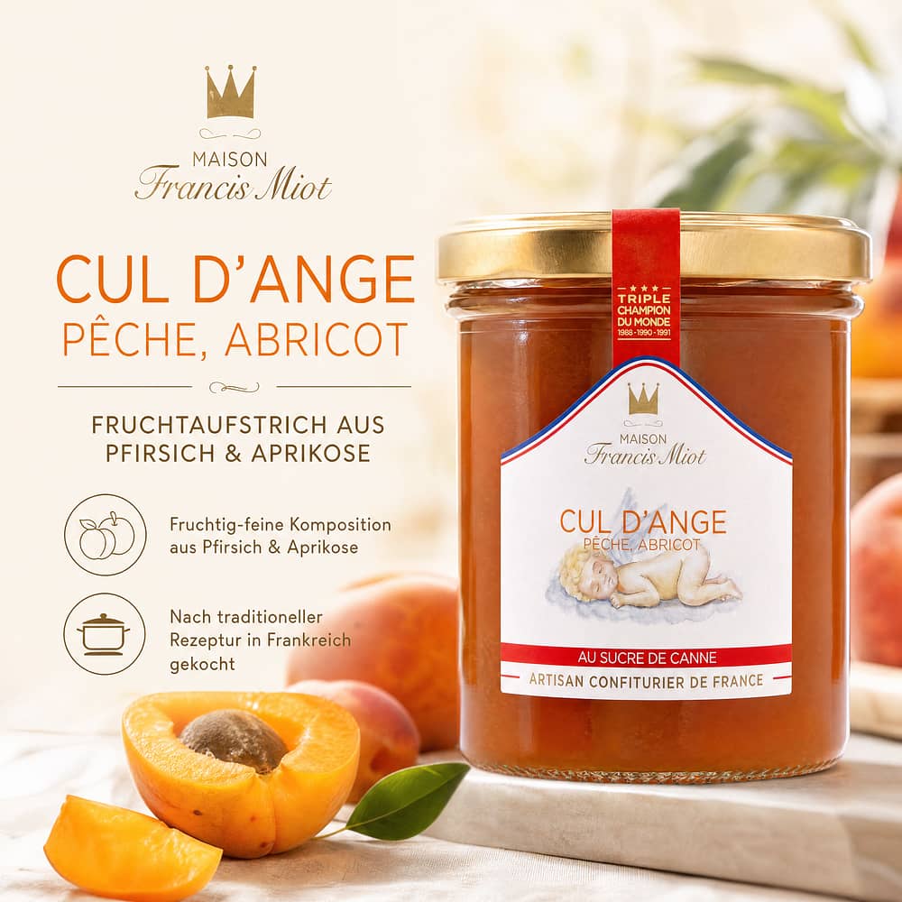 Maison Francis Miot Cul D`ange Peche Abricot  Fruchtaufstich aus Pfirisch & Aprikose 220 Gramm Produktbild