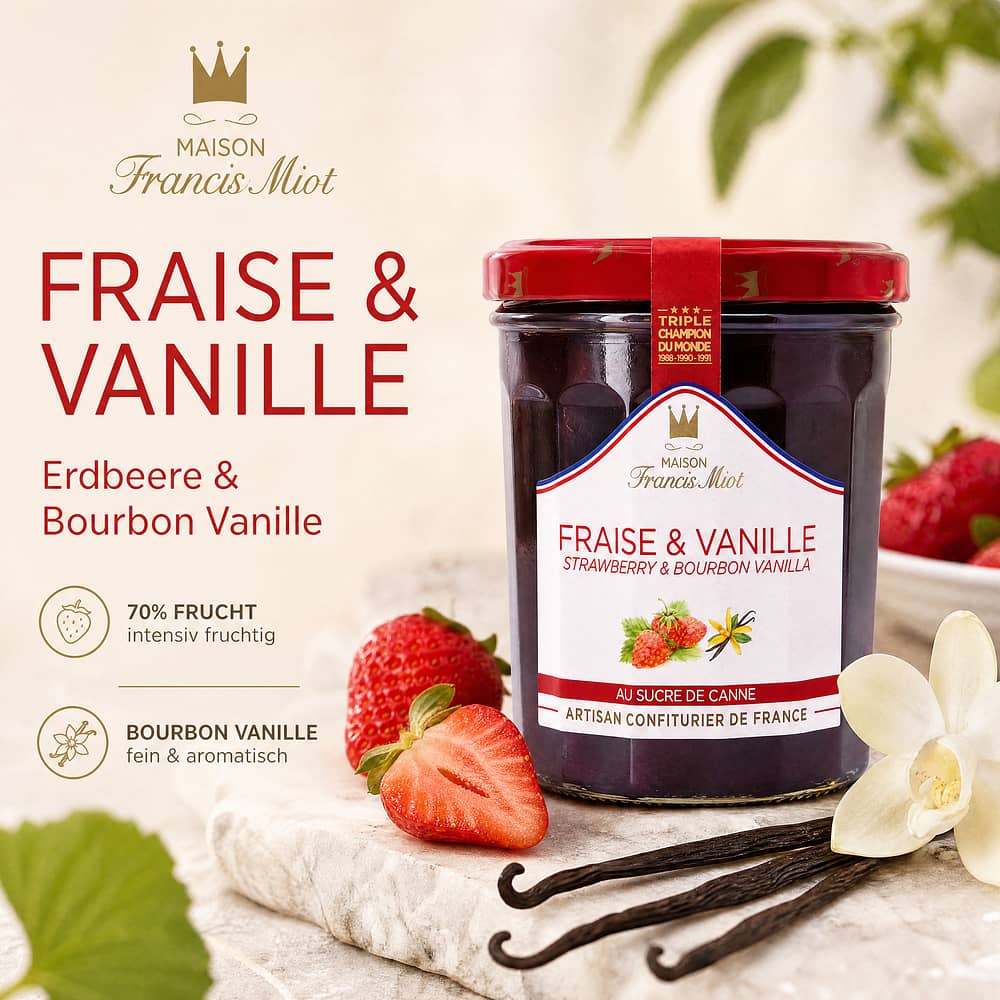 Maison Francis Miot Fraise & Vanille Erdbeere & Bourbon Vanille 340 Gramm Produktbild