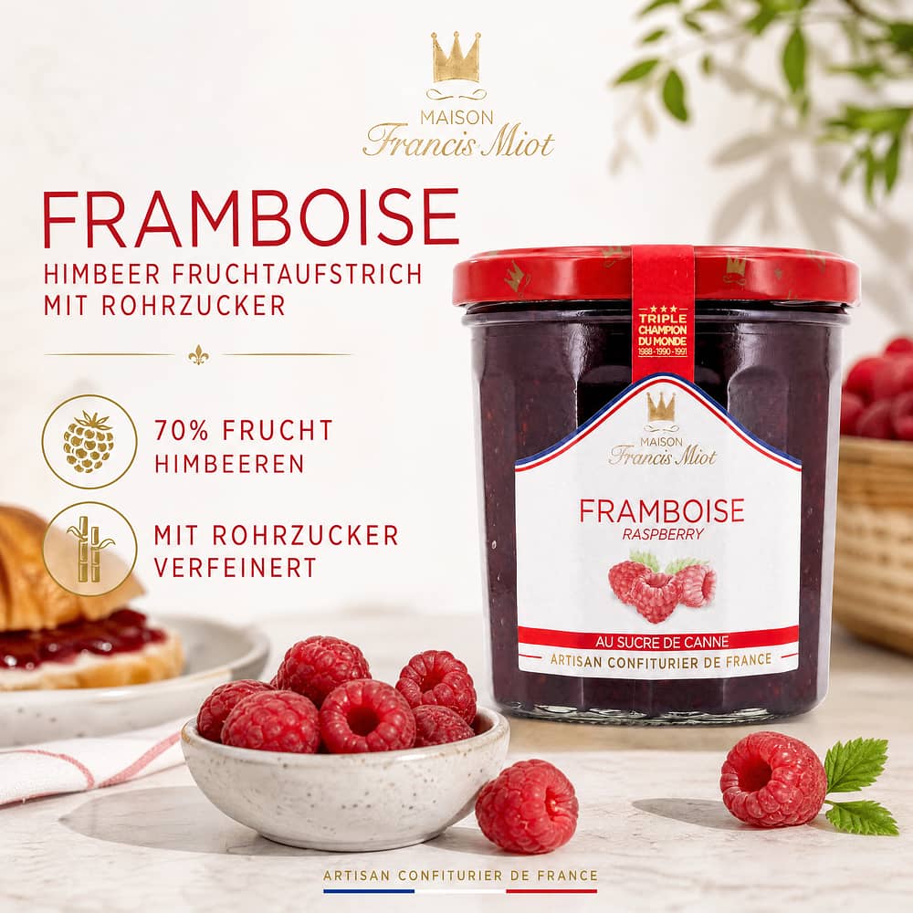 Maison Francis Miot Framboise Himbeer Fruchtaufstrich mit Rohrzucker 340 Gramm Produktbild