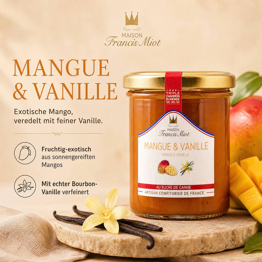 Maison Francis Miot Mangue & Vanille Mango Vanille 220 Gramm Produktbild