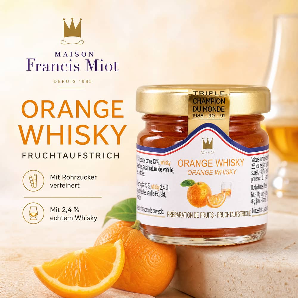 Maison Francis Miot Orange Whisky mit Rohrzucker & 2,4% Whisky 45 Gramm/ 2.4% vol Produktbild