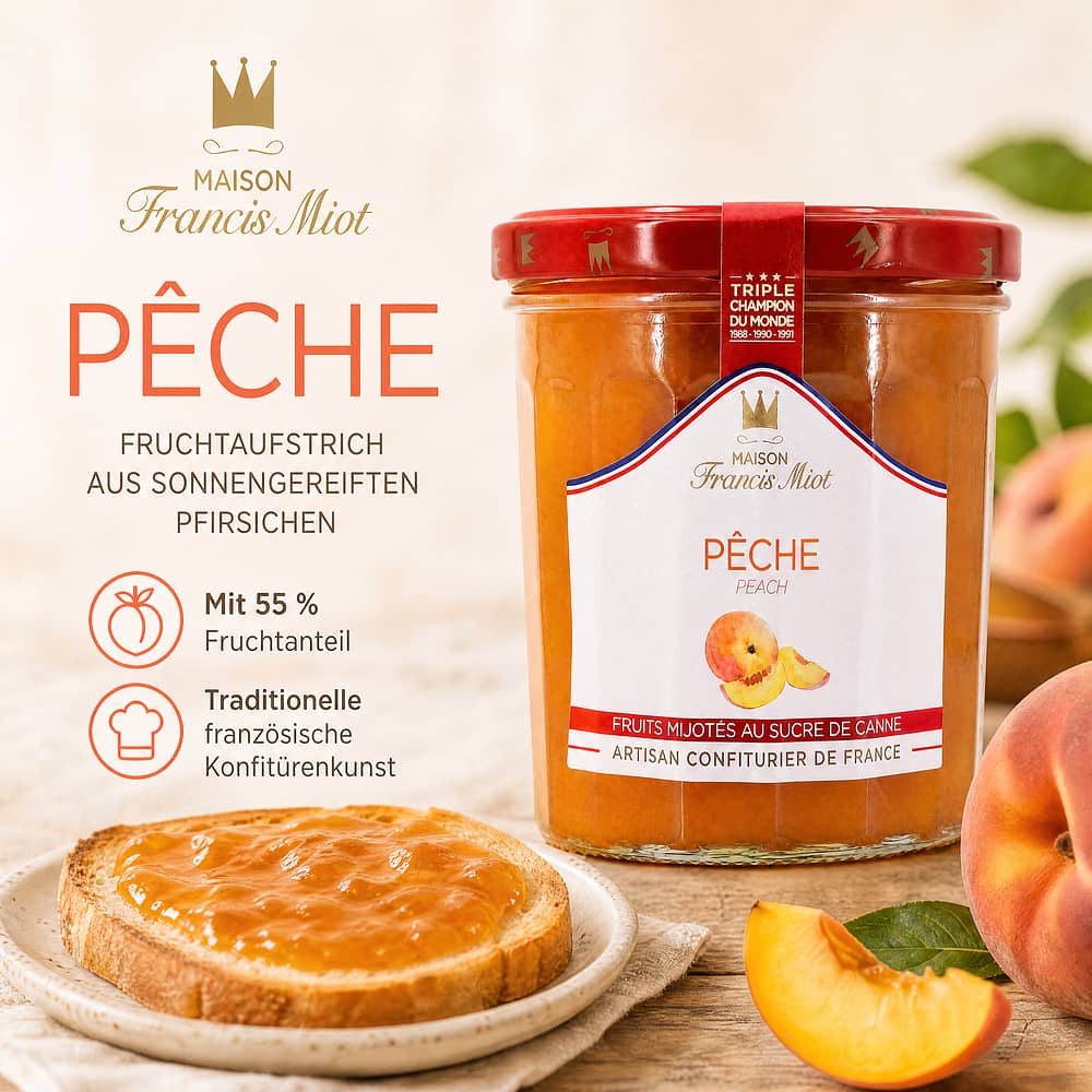 Maison Francis Miot Pêche Pfirsich Fruchtaufstrich 340 Gramm Produktbild