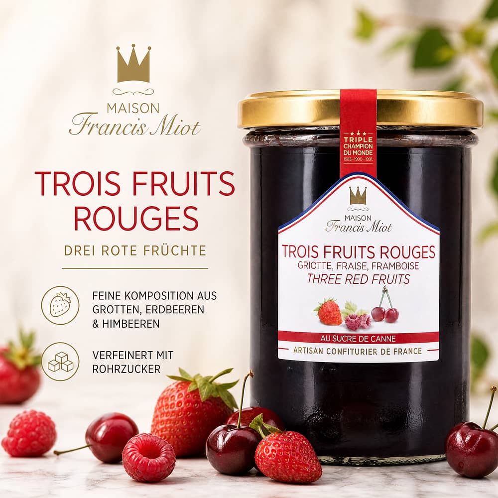 Maison Francis Miot Trois Fruits Rouges Drei rote Früchte 220 Gramm Produktbild