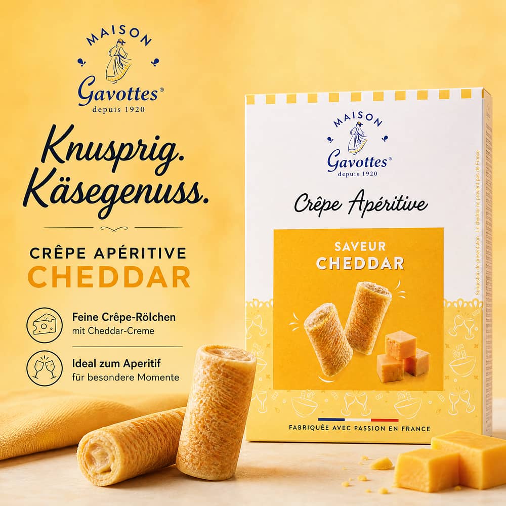 Maison Gavottes Crêperöllchen Cheddarcremefüllung 110 Gramm Produktbild