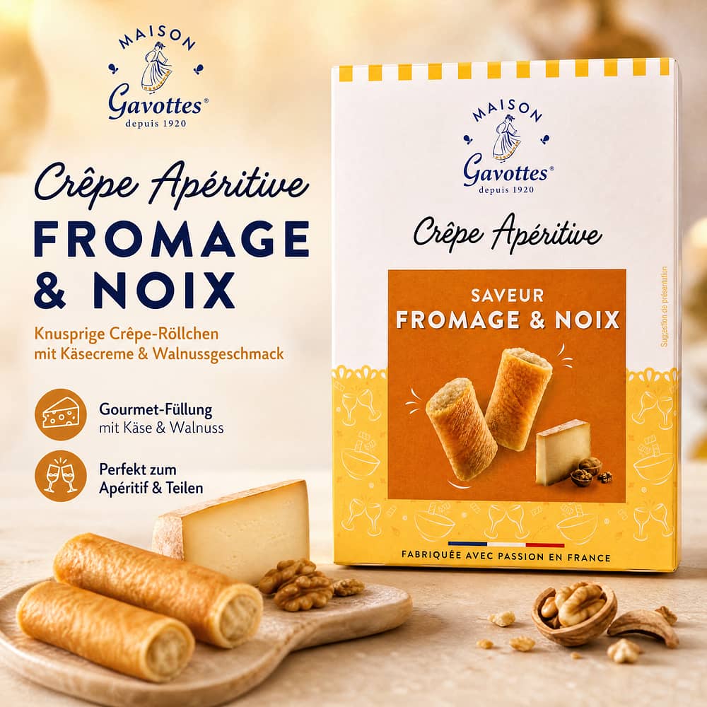 Maison Gavottes Crêperöllchen mit Käsecreme Walnussgeschmack 110 Gramm Produktbild