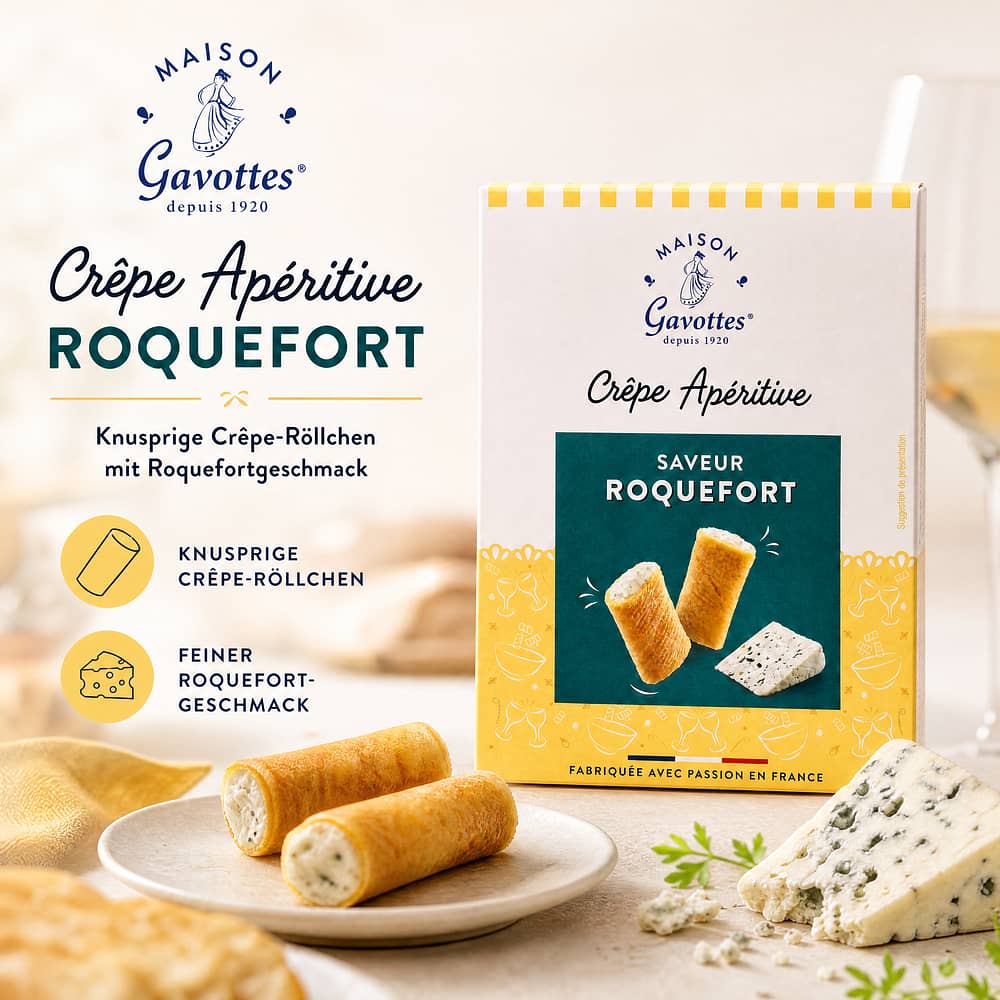 Maison Gavottes Crêperöllchen mit Roquefortgeschmack 110 Gramm Produktbild