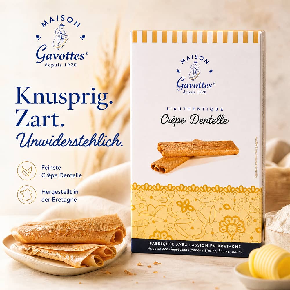 Maison Gavottes Crêpe Dentelle Knusper-Butterplätzchen 125 Gramm Produktbild