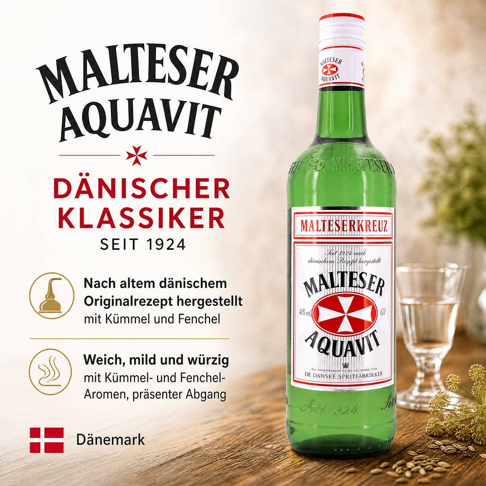 Malteserkreuz Aquavit 0,70 Liter/ 40.0% vol Produktbild