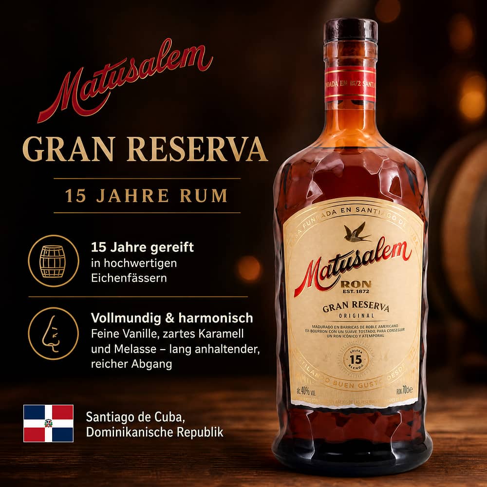 Matusalem 15 Jahre Gran Reserva 0,70 Liter/ 40.0% vol Produktbild