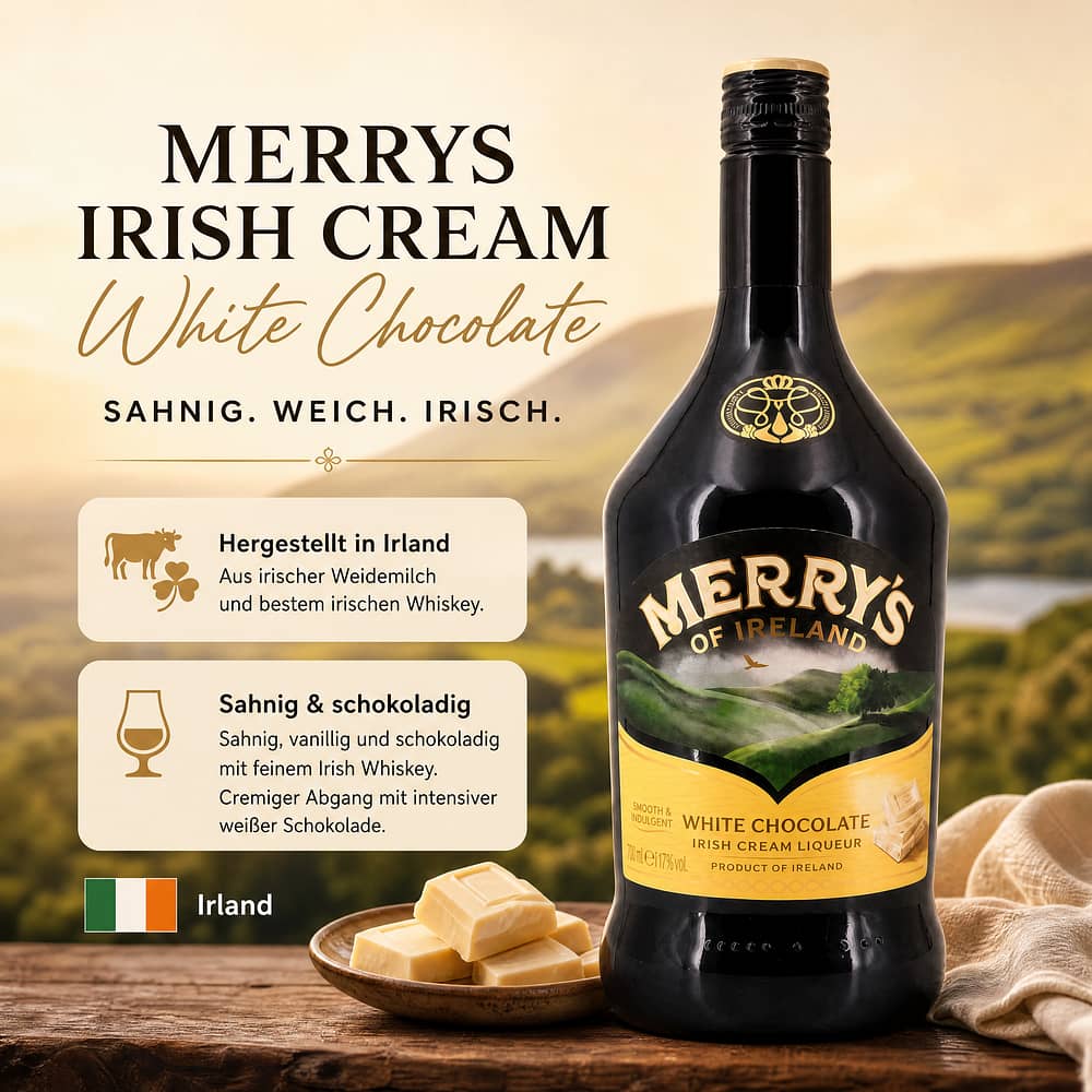 Merrys Irish Cream White Chocolate 0,70 Liter/ 17.0% vol Produktbild