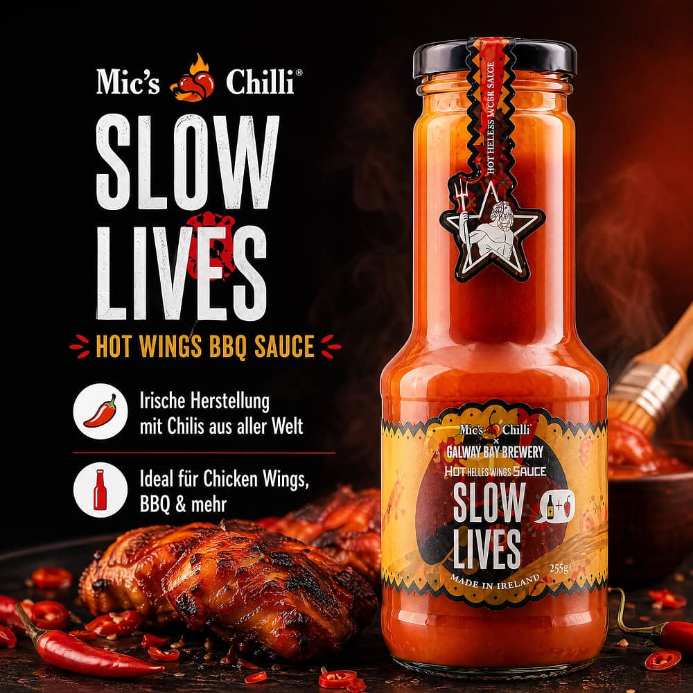 Mic's Chilli Slow Lives Hot Wings BBQ Sauce 255 Gramm Produktbild