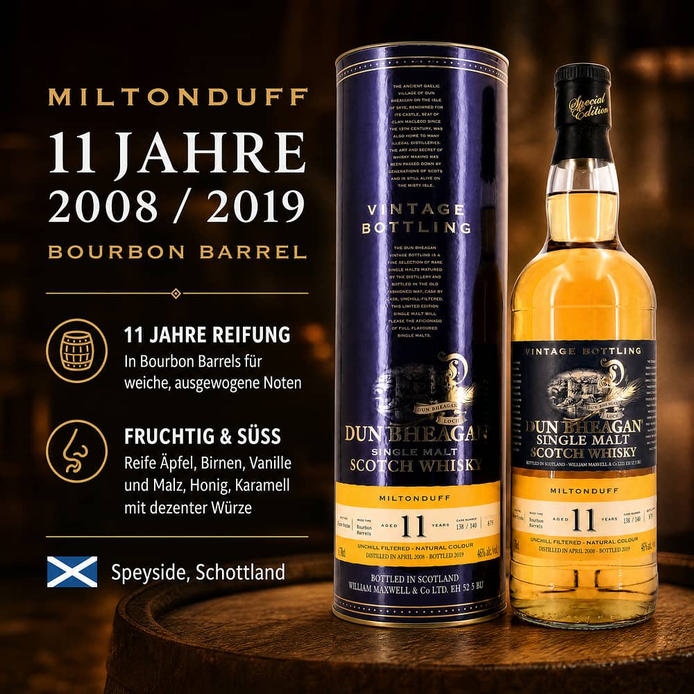 Miltonduff 11 Jahre 2008 / 2019 Bourbon Barrel 0,70 Liter/ 46.0% vol Produktbild