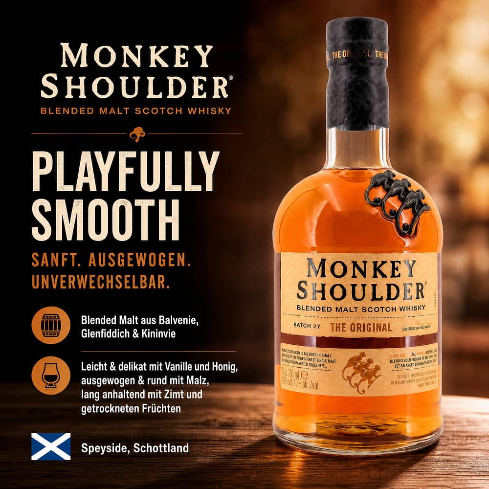 Monkey Shoulder Blended Malt 0,70 Liter/ 40.0% vol Produktbild