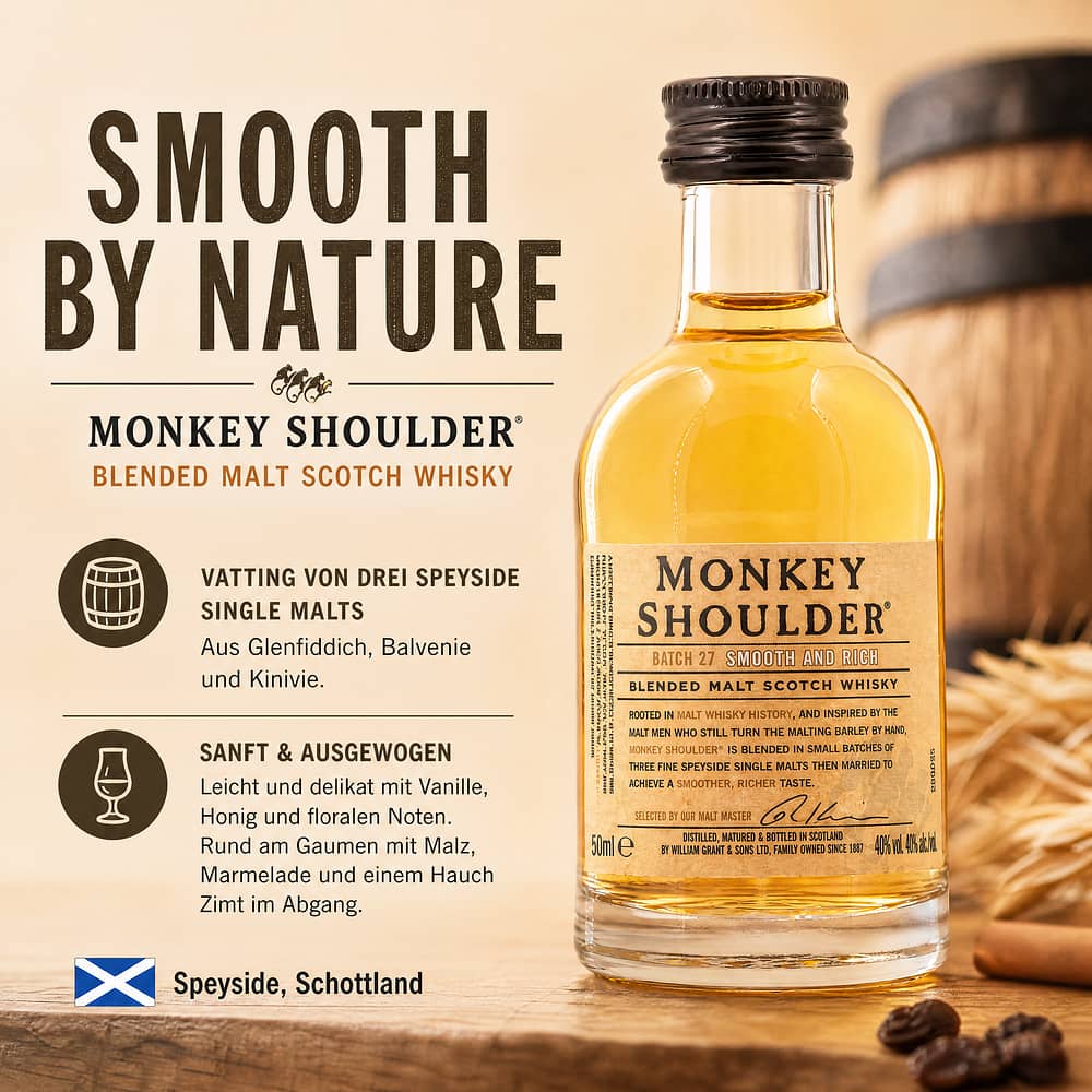 Monkey Shoulder Blended Malt 0,050 Liter/ 40.0% vol Produktbild