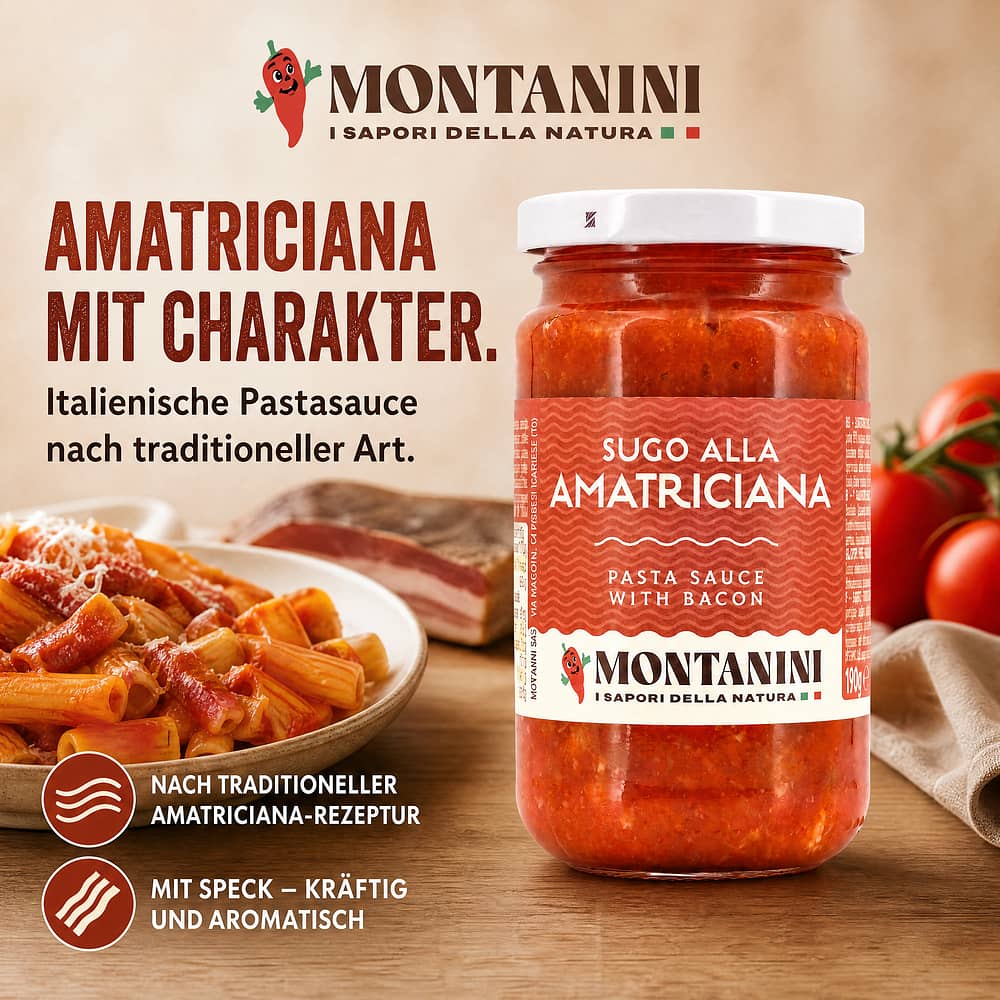 Montanini Tomatensauce all'Amatriciana 190 Gramm Produktbild