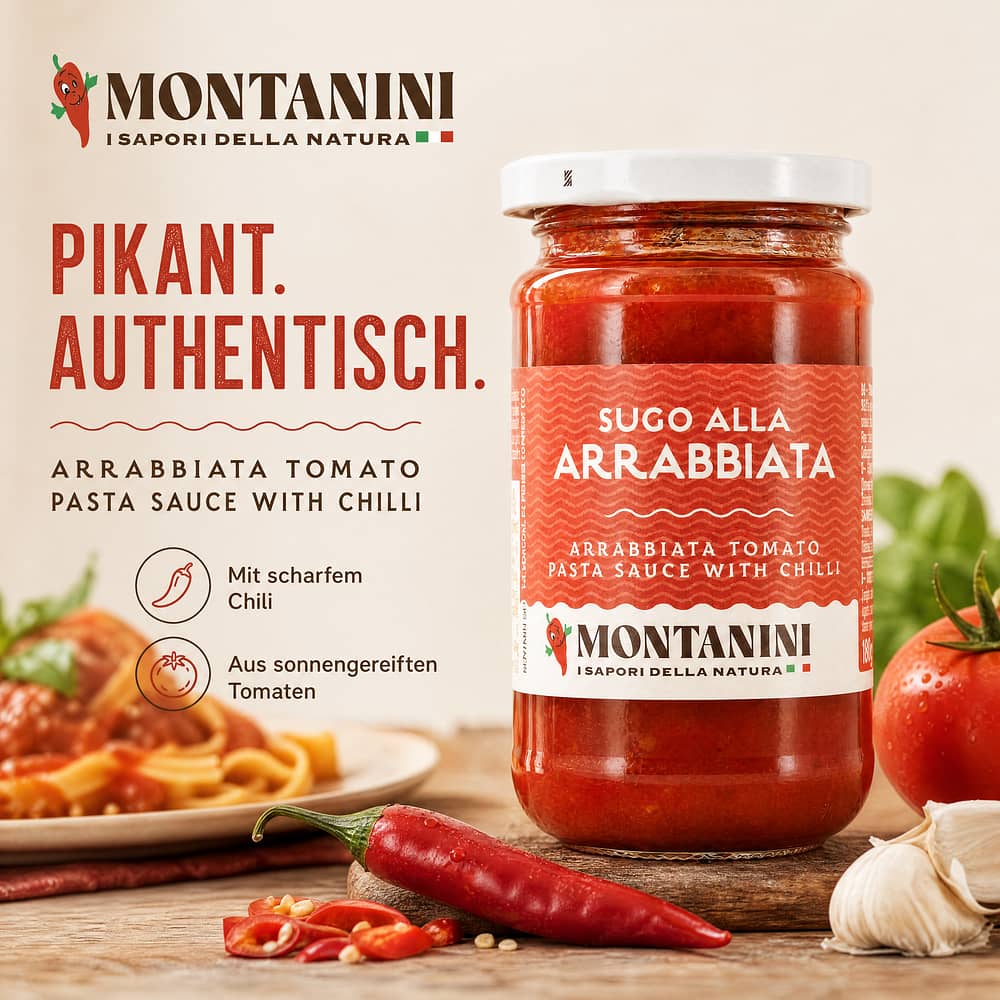 Montanini Tomatensauce pikant all'arrabbiata 190 Gramm Produktbild