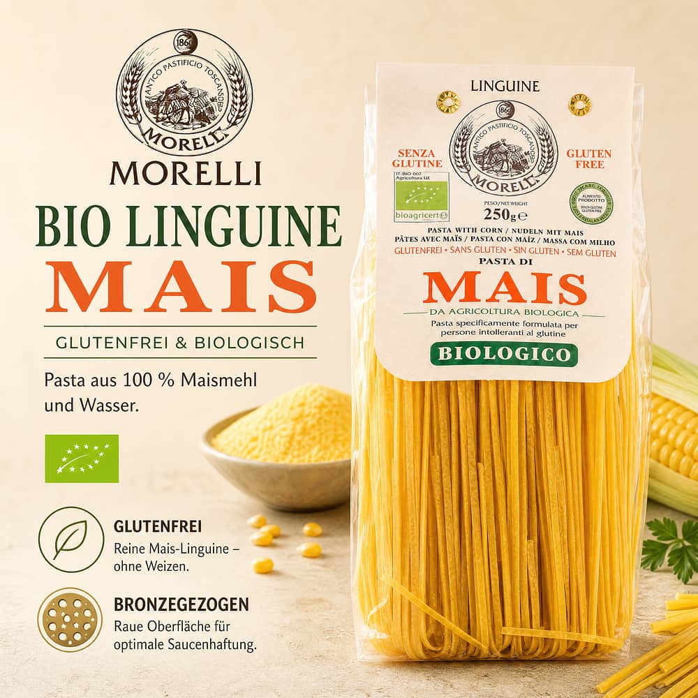 Morelli BIO Linguine Mais 250 Gramm Produktbild