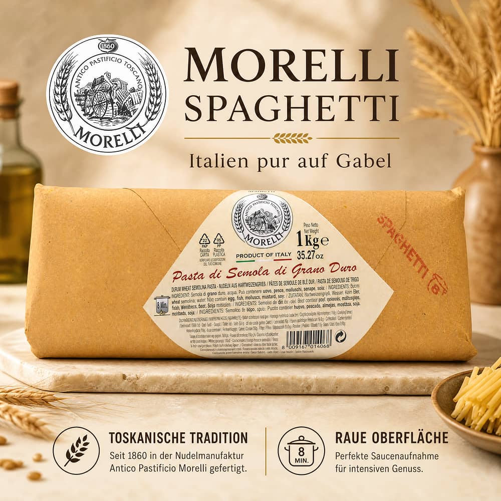 Morelli Spaghetti 1kg Packung (2 x 500g) 1000 Gramm Produktbild
