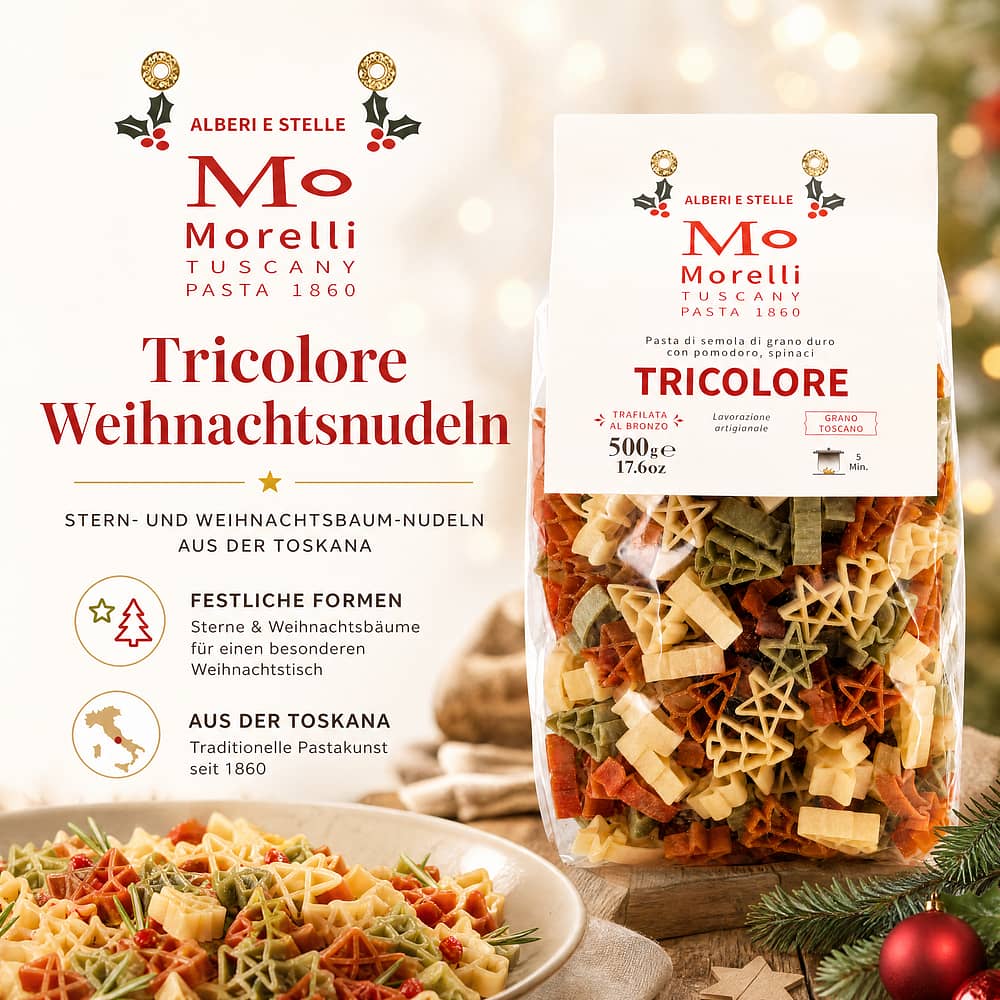 Morelli Tricolore Weihnachtsnudeln 500 Gramm Produktbild