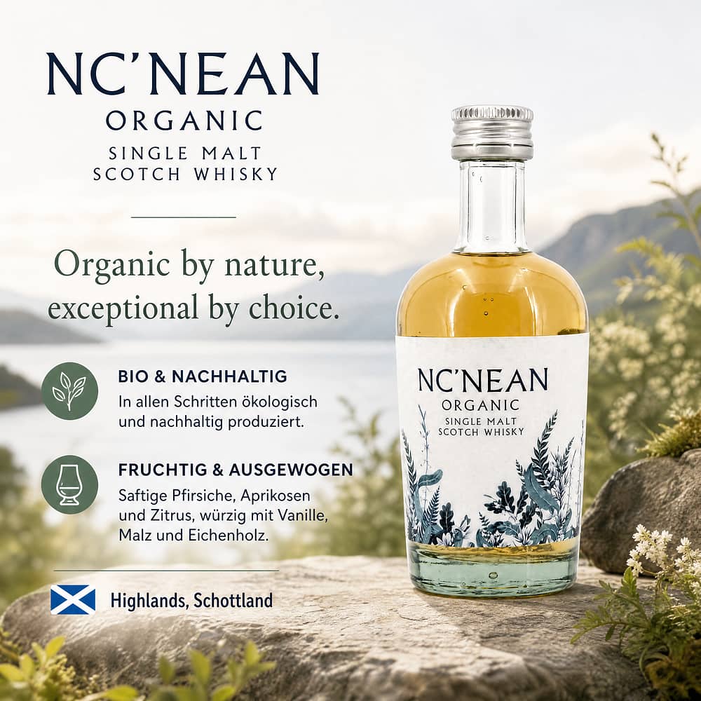 Nc'Nean Organic Single Malt Miniatur 0,050 Liter/ 46.0% vol Produktbild