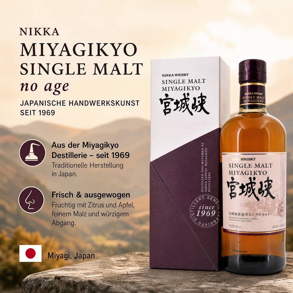 Nikka Miyagikyo Single Malt no age 0,70 Liter/ 45.0% vol Produktbild