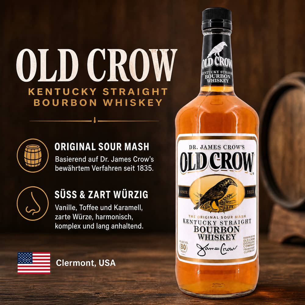 Old Crow Kentucky Straight Bourbon Whiskey Literflasche 1 Liter/ 40.0% vol Produktbild