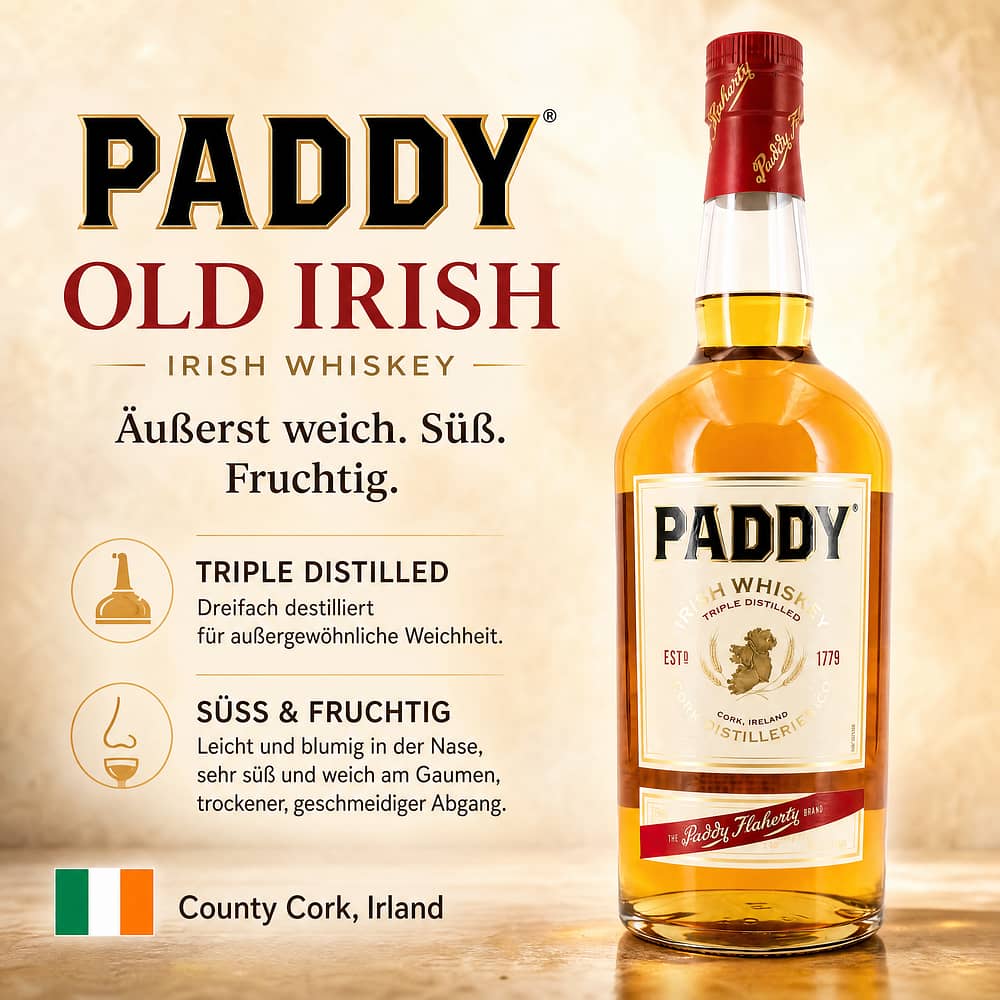 Paddy Old Irish 0,70 Liter/ 40.0% vol Produktbild