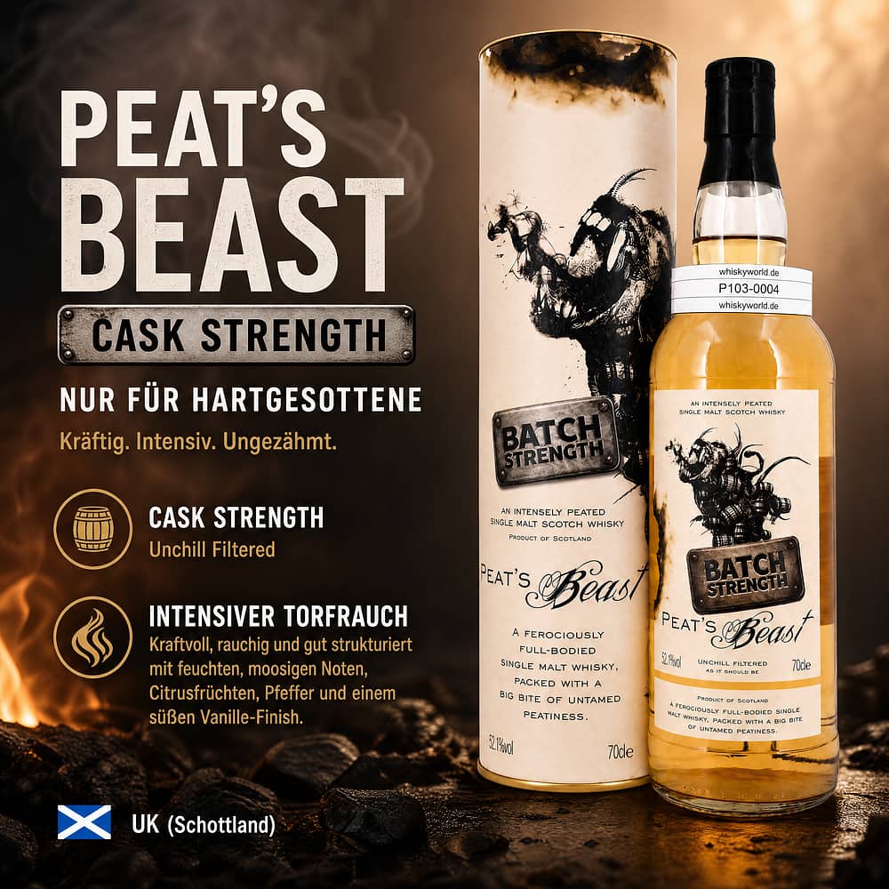 Peat's Beast Ltd. Cask Strength 0,70 Liter/ 52.1% vol Produktbild