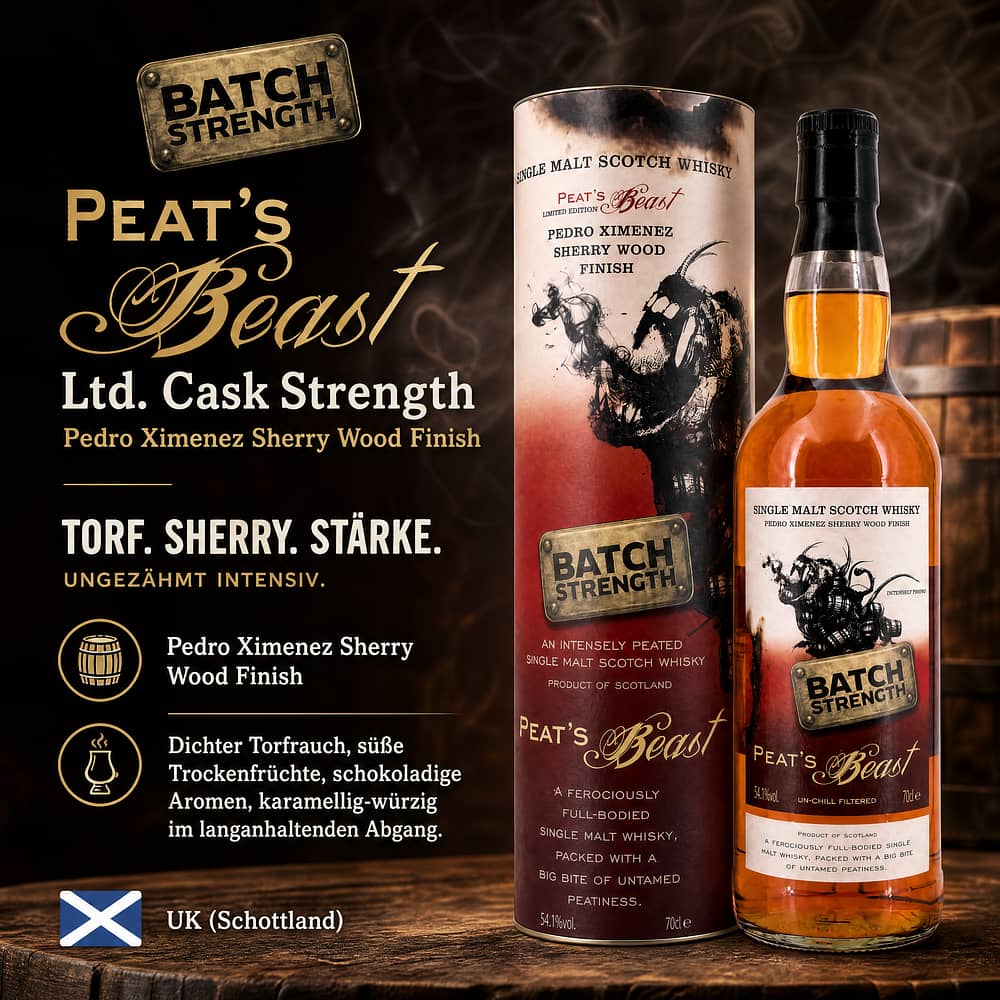 Peat's Beast Ltd. Cask Strength Pedro Ximenez Sherry Wood Finish 0,70 Liter/ 54.1% vol Produktbild