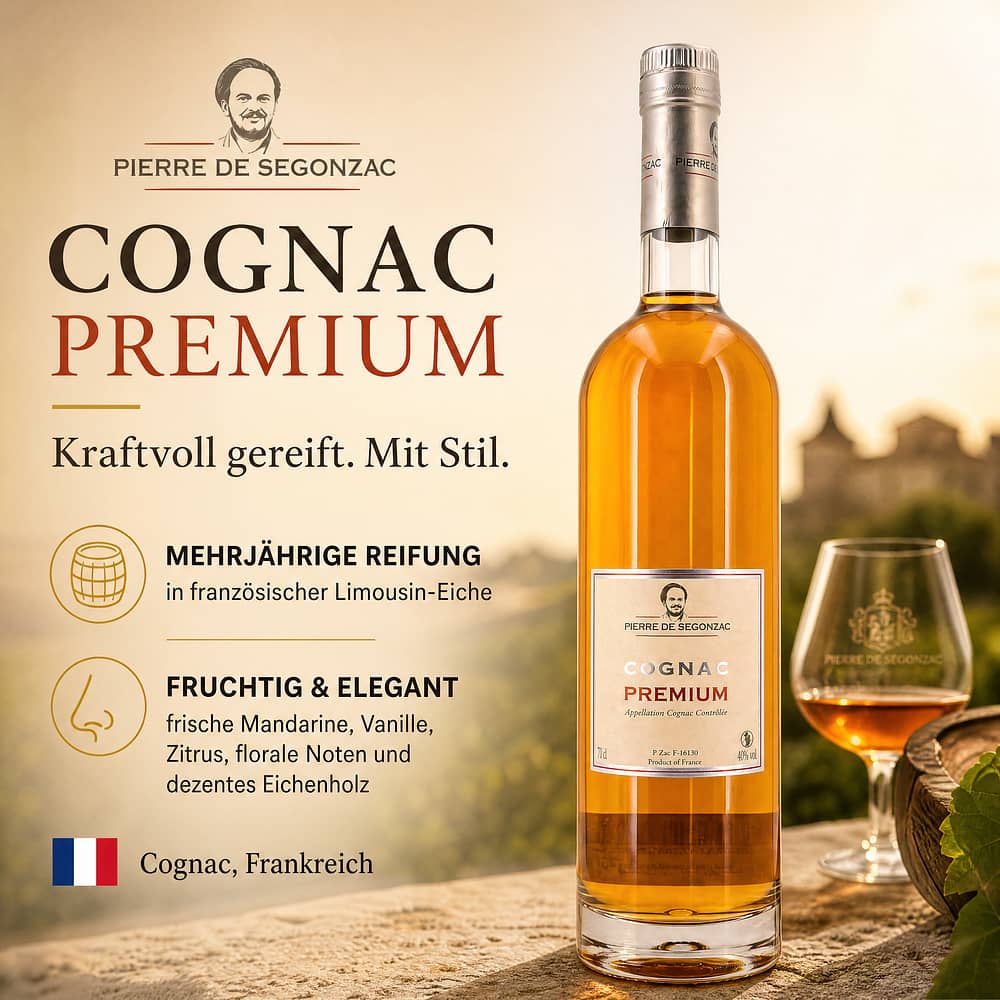 Pierre de Segonzac Cognac Premium 0,70 Liter/ 40.0% vol Produktbild