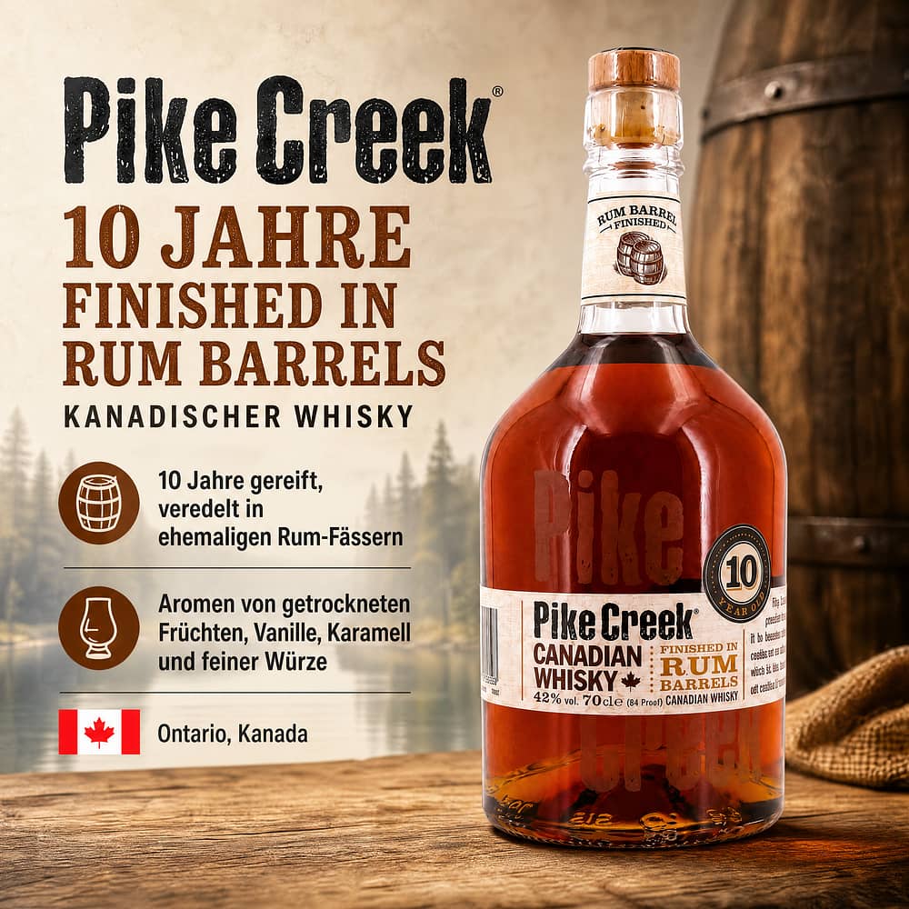 Pike Creek 10 Jahre finished in Rum Barrels 0,70 Liter/ 42.0% vol Produktbild