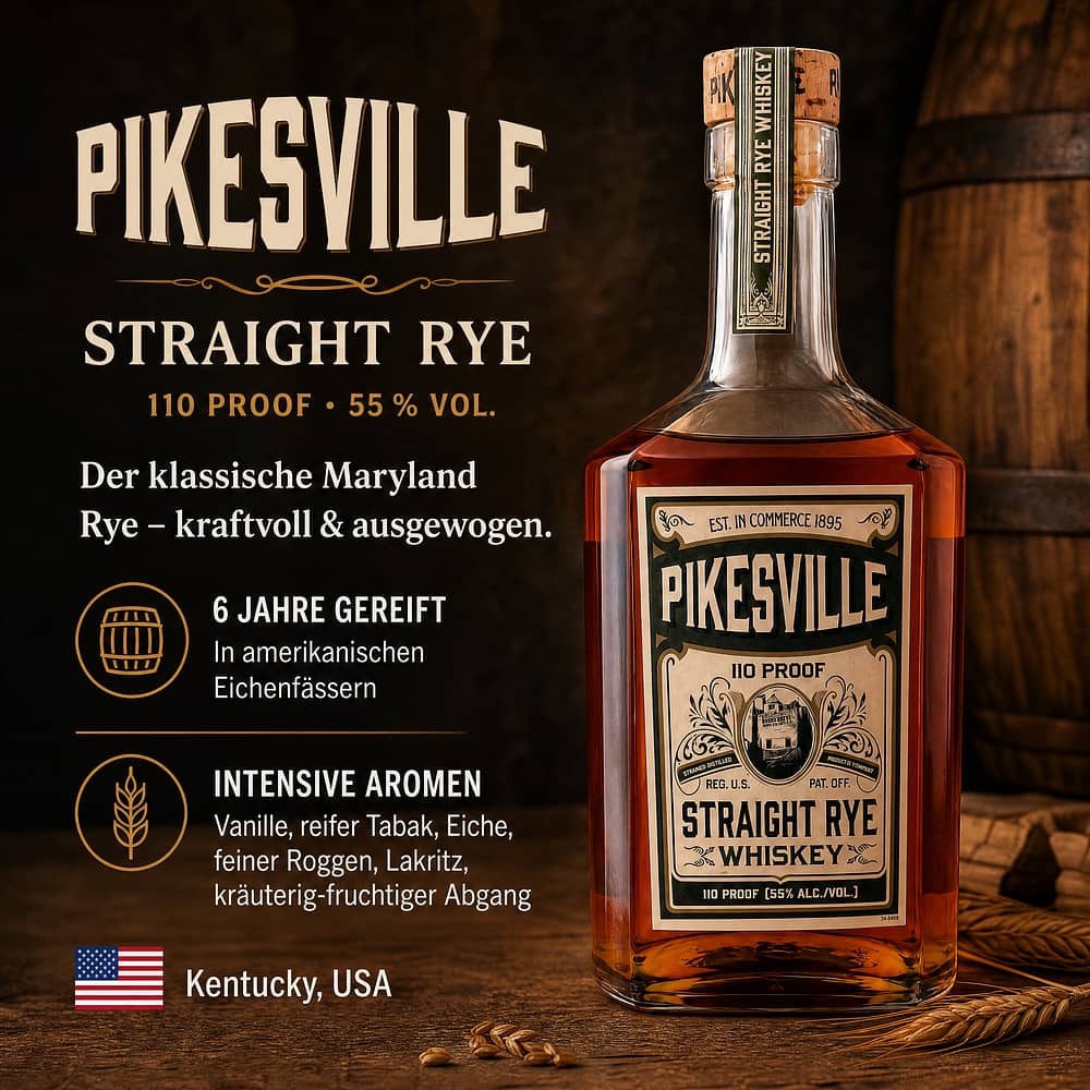 Pikesville Straight Rye 0,70 Liter/ 55.0% vol Produktbild