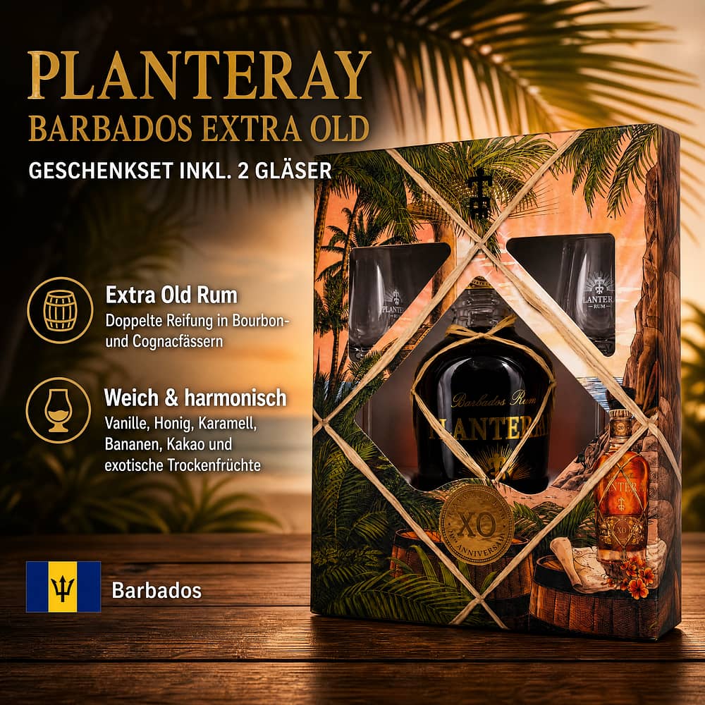 Planteray Barbados Extra Old Geschenkset inkl. 2 Gläser 0,70 Liter/ 40.0% vol Produktbild